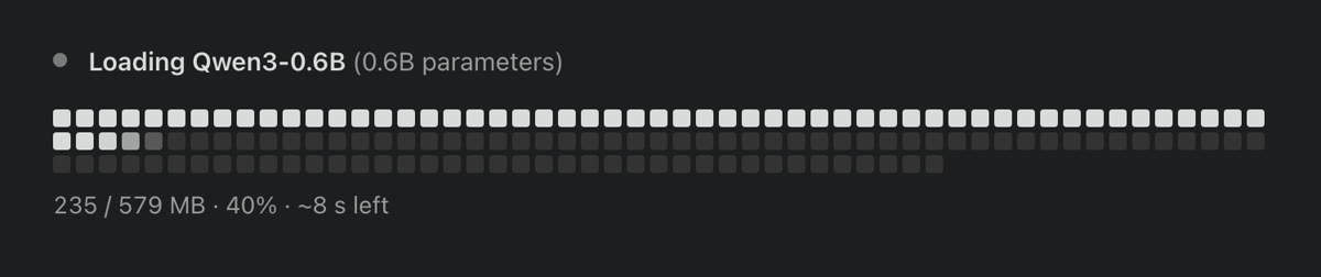 The download indicator: one square per 4 MB of model